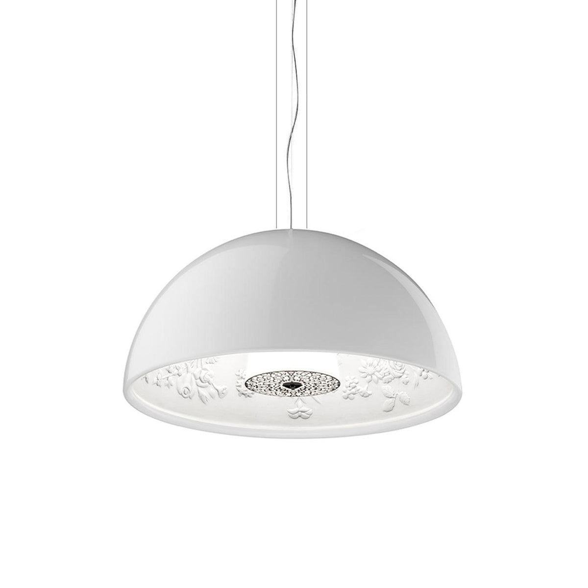 Lampe Pendante Dôme Noir avec Intérieur en Plâtre Embossé Élégant - Neutralighting