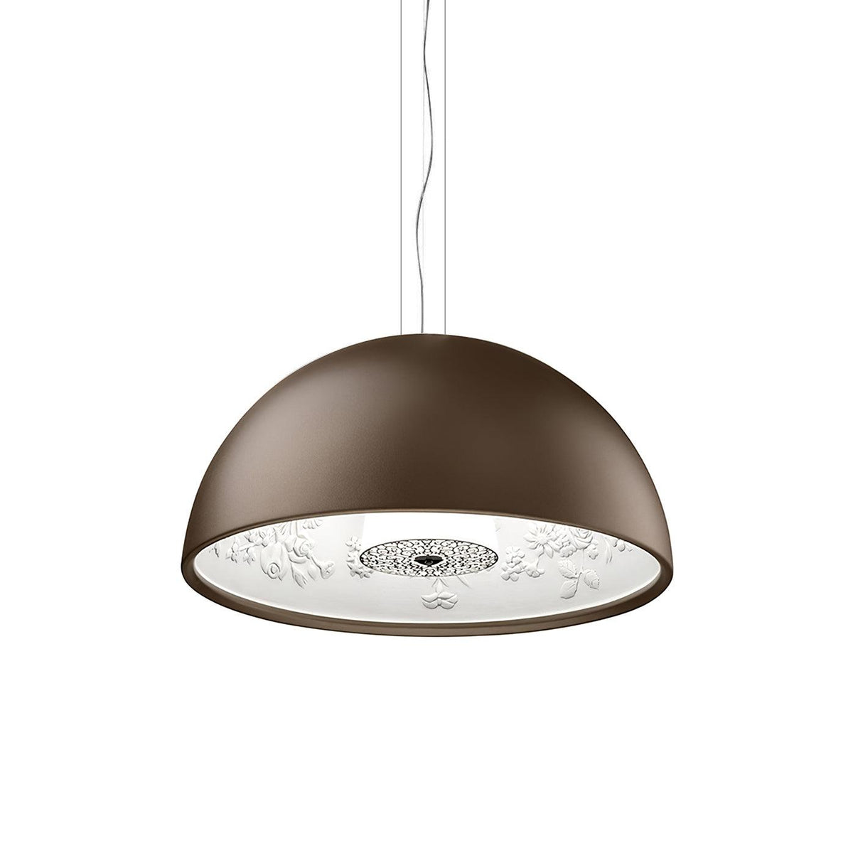 Lampe Pendante Dôme Noir avec Intérieur en Plâtre Embossé Élégant - Neutralighting