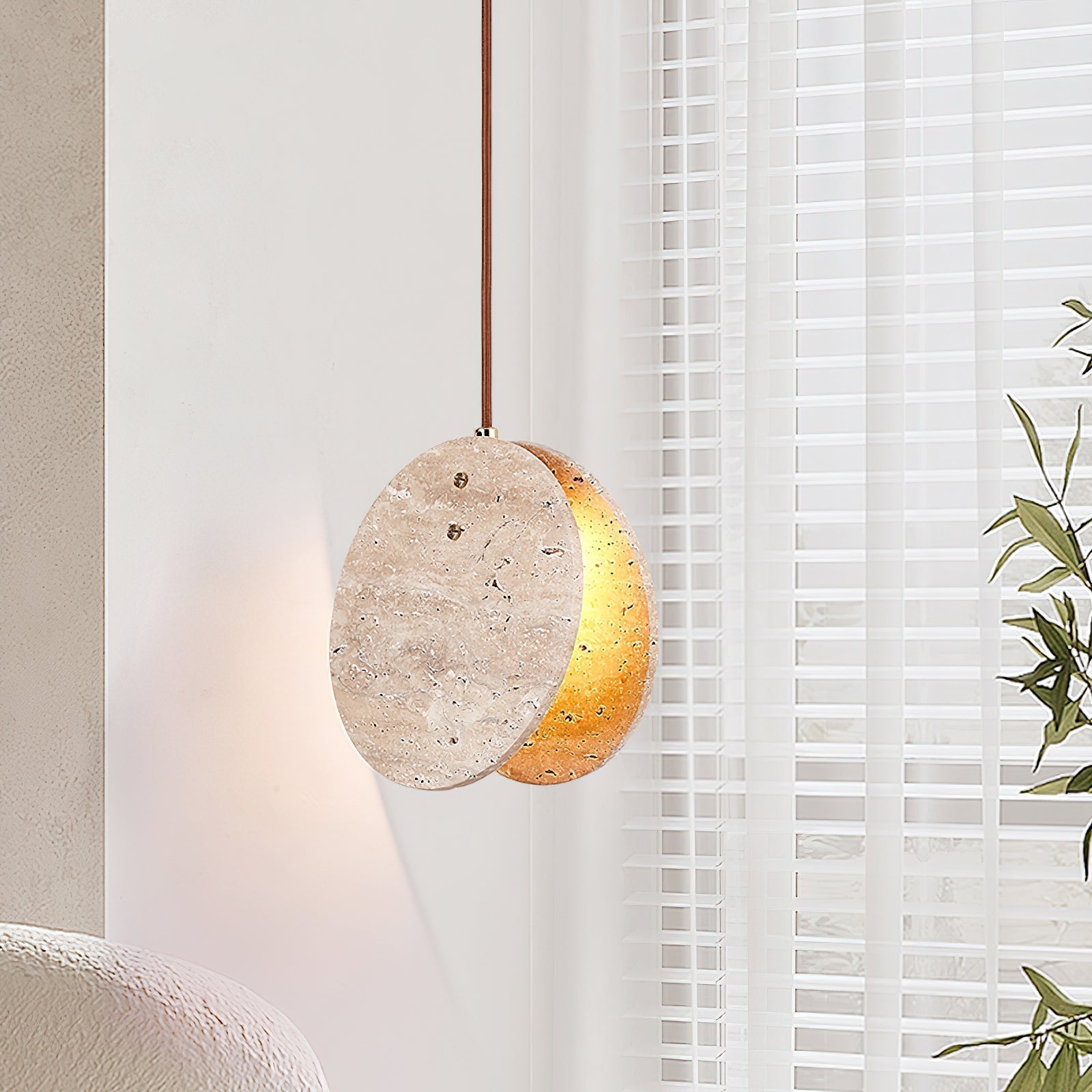 Lunarae Suspension Croissant en Travertin - Neutralighting