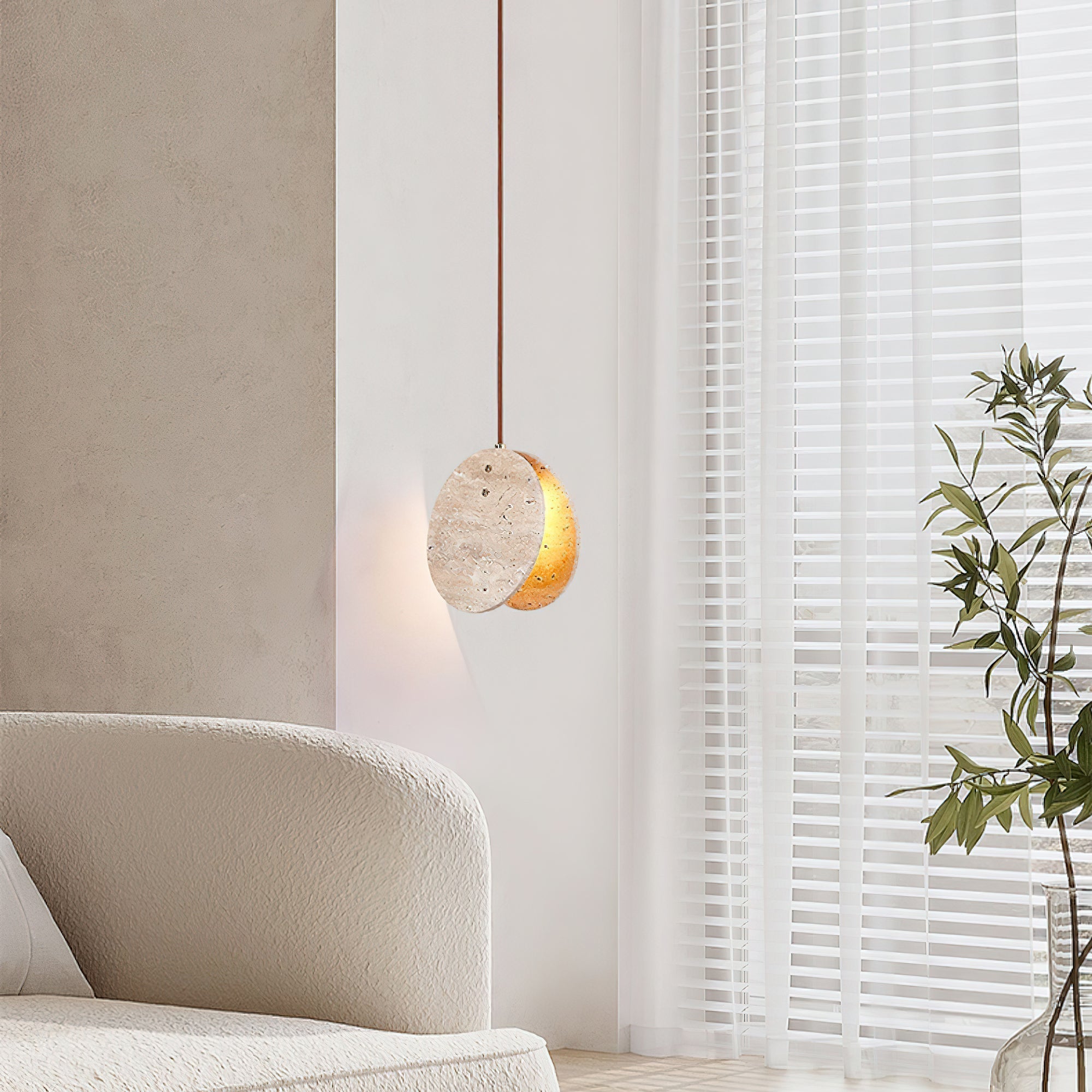 Lunarae Suspension Croissant en Travertin - Neutralighting