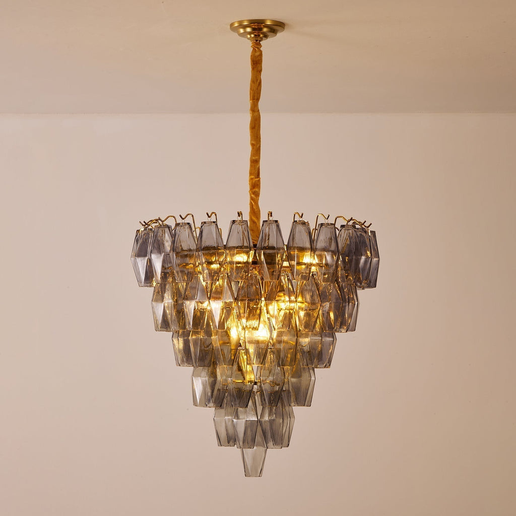 Aurora Lustre Fumée Gris Inversé Cristal Prisme - Neutralighting