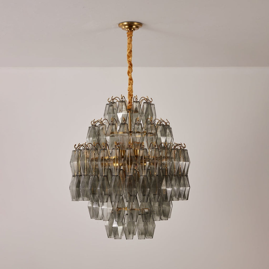 Aurora Lustre Fumée Gris Prisme Verre Superposé - Neutralighting