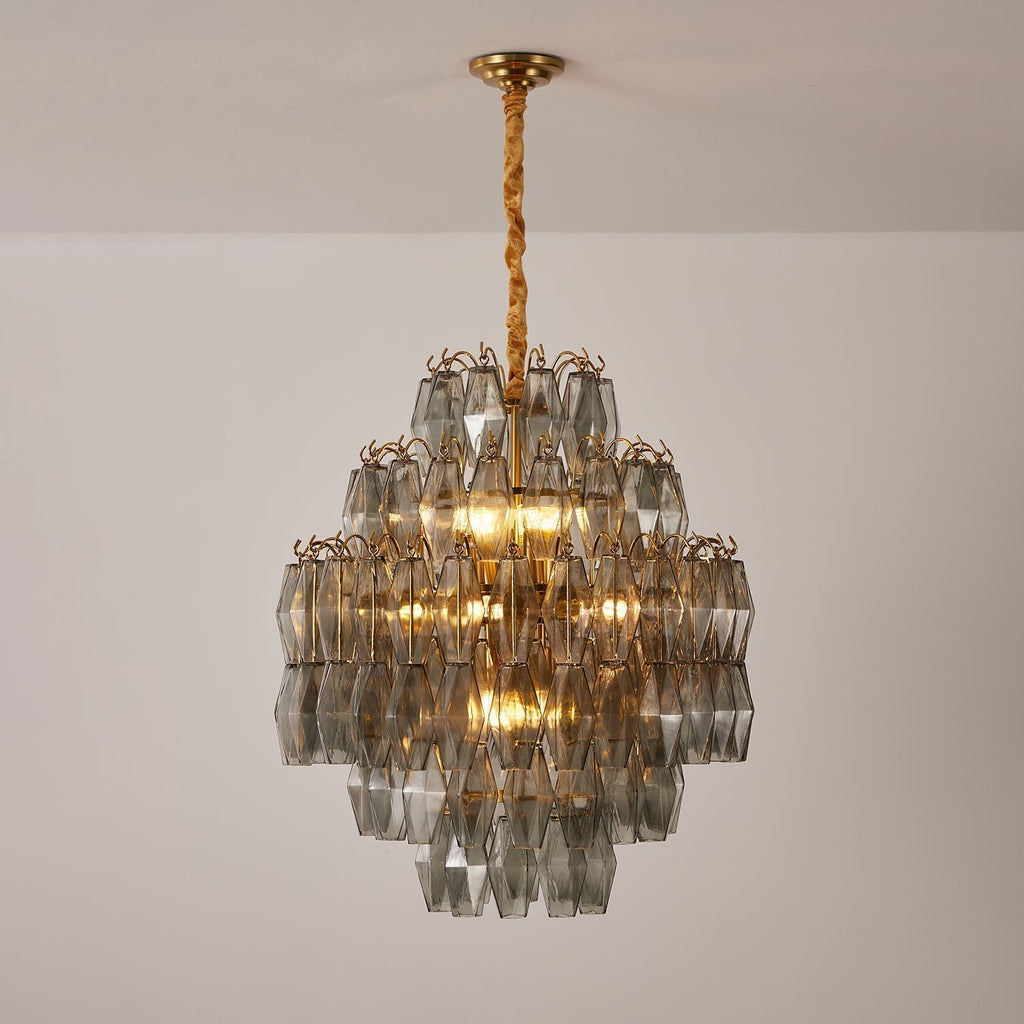 Aurora Lustre Fumée Gris Prisme Verre Superposé - Neutralighting