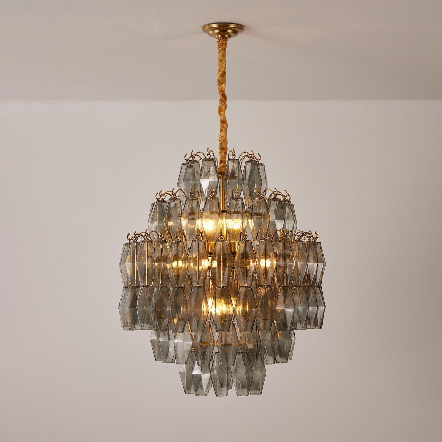 Aurora Lustre Fumée Gris Prisme Verre Superposé - Neutralighting