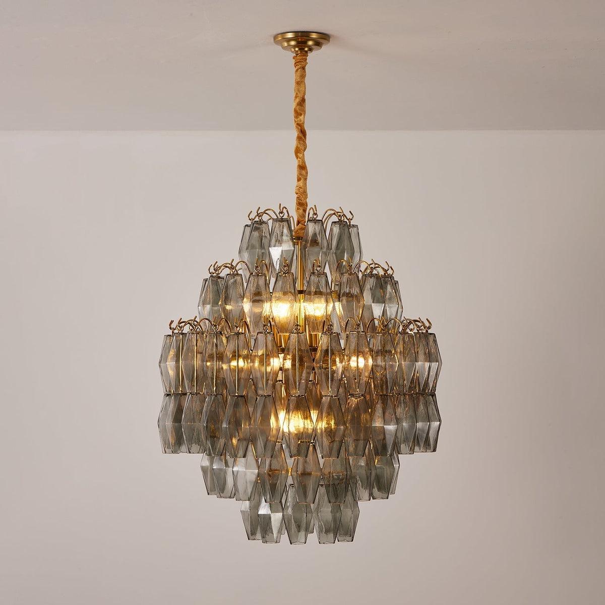 Aurora Lustre Fumée Gris Prisme Verre Superposé - Neutralighting