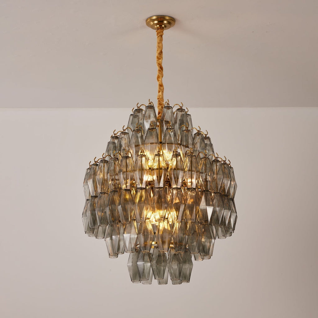 Aurora Lustre Fumée Gris Prisme Verre Superposé - Neutralighting