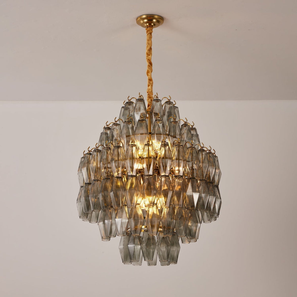 Aurora Lustre Fumée Gris Prisme Verre Superposé - Neutralighting