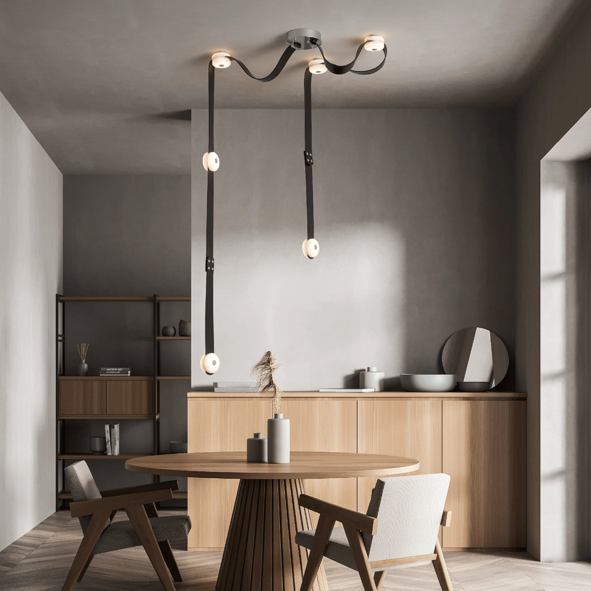 Elraearis Moderne Minimaliste LED Cuir Albâtre Lustre - Neutralighting