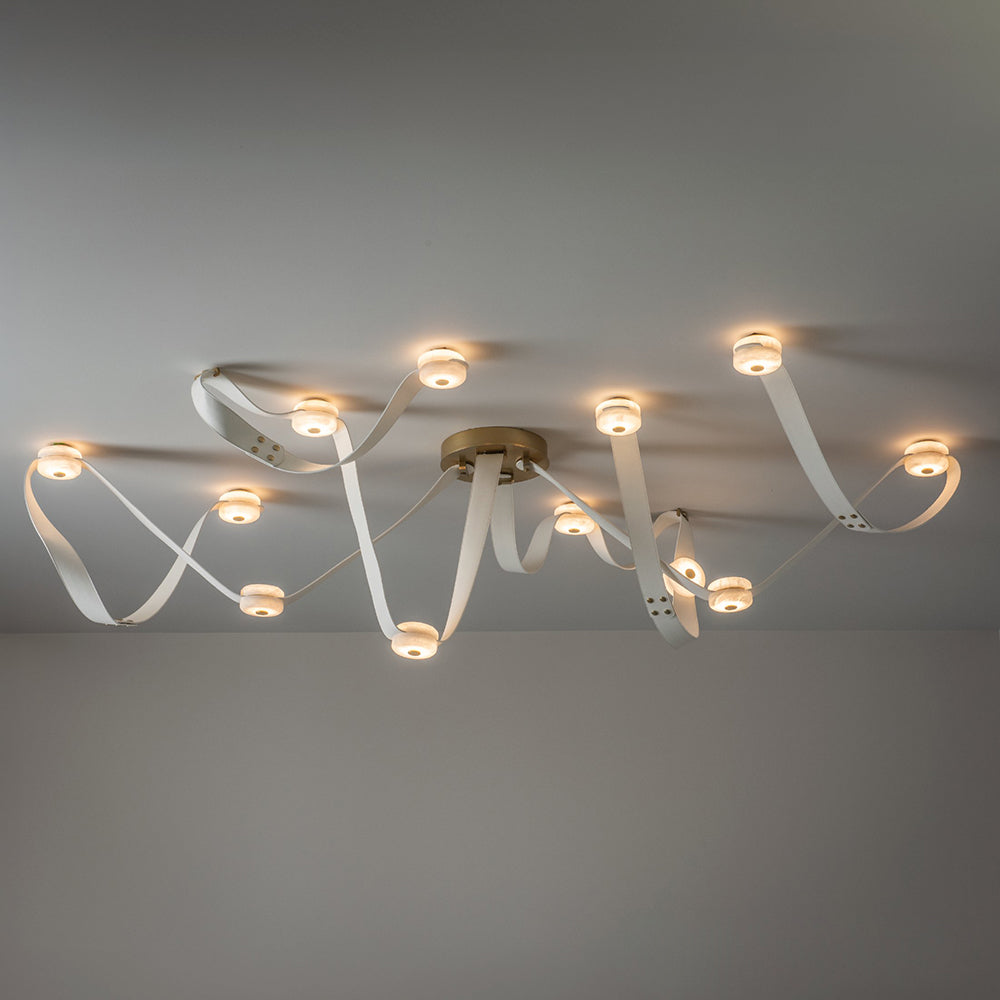 Elraearis Moderne Minimaliste LED Cuir Albâtre Lustre - Neutralighting