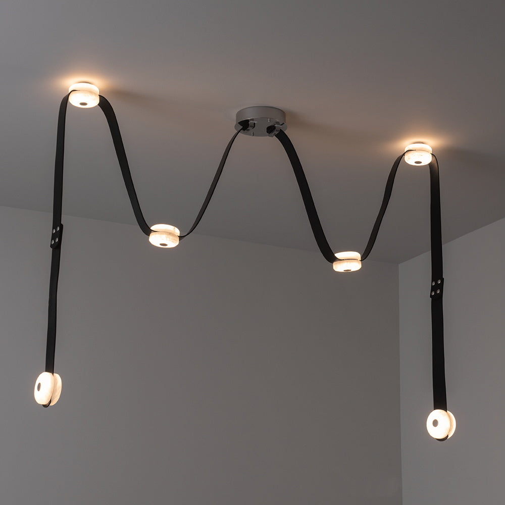 Elraearis Moderne Minimaliste LED Cuir Albâtre Lustre - Neutralighting