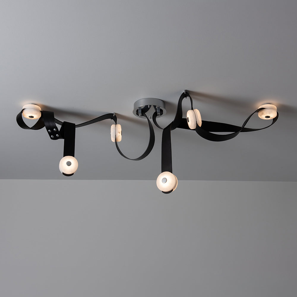 Elraearis Moderne Minimaliste LED Cuir Albâtre Lustre - Neutralighting