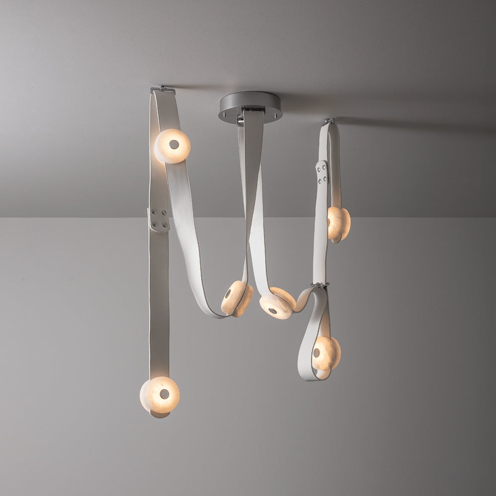 Elraearis Moderne Minimaliste LED Cuir Albâtre Lustre - Neutralighting