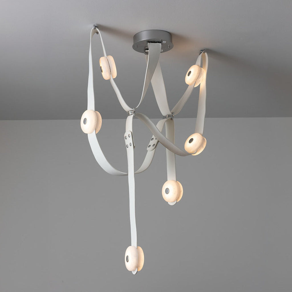 Elraearis Moderne Minimaliste LED Cuir Albâtre Lustre - Neutralighting