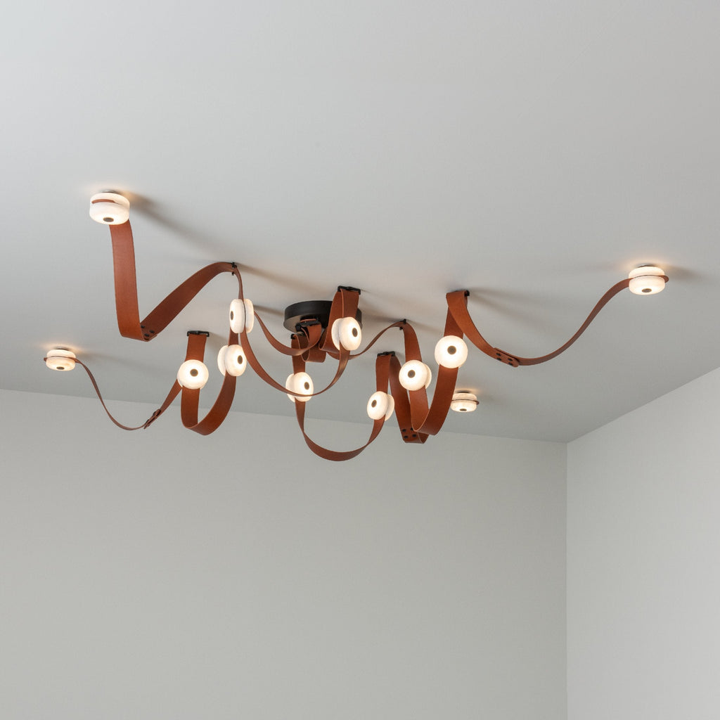 Elraearis Moderne Minimaliste LED Cuir Albâtre Lustre - Neutralighting