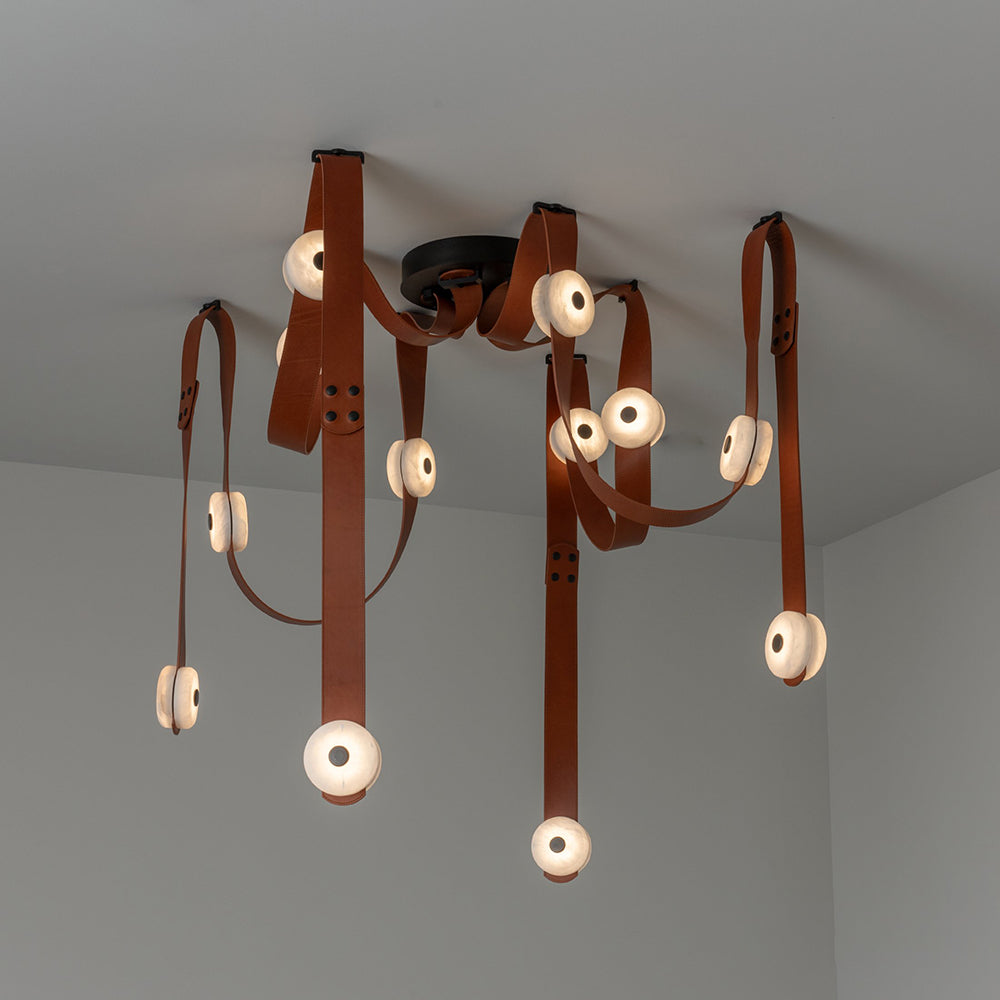 Elraearis Moderne Minimaliste LED Cuir Albâtre Lustre - Neutralighting