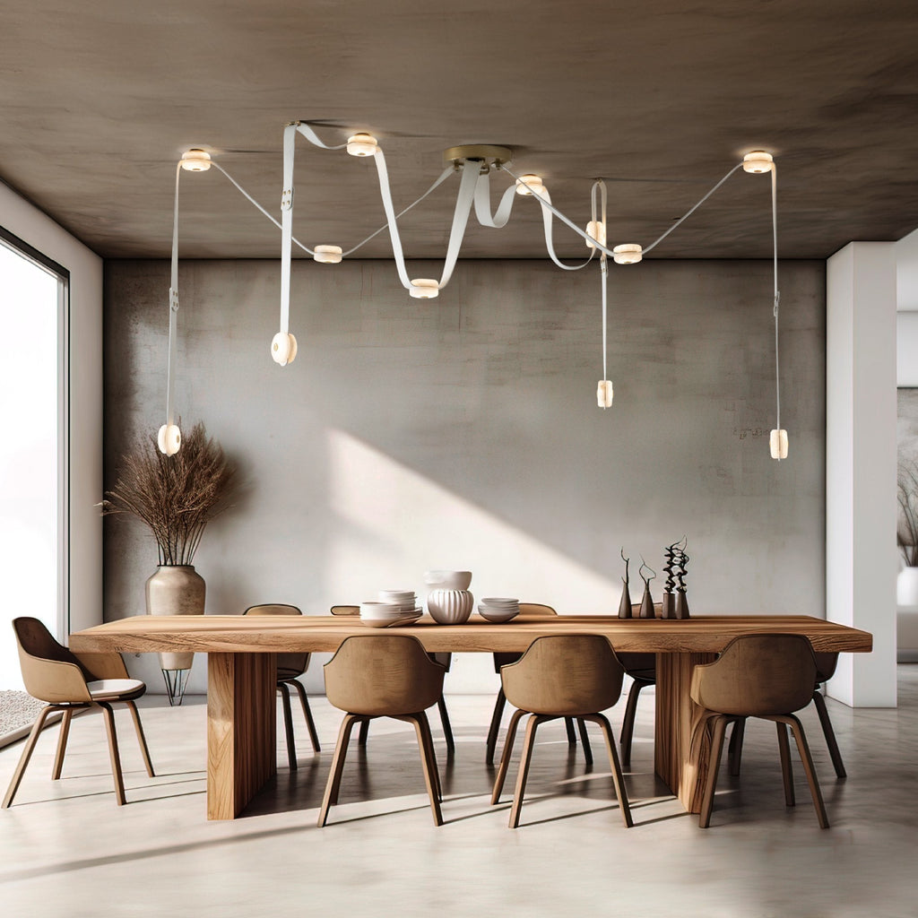 Elraearis Moderne Minimaliste LED Cuir Albâtre Lustre - Neutralighting