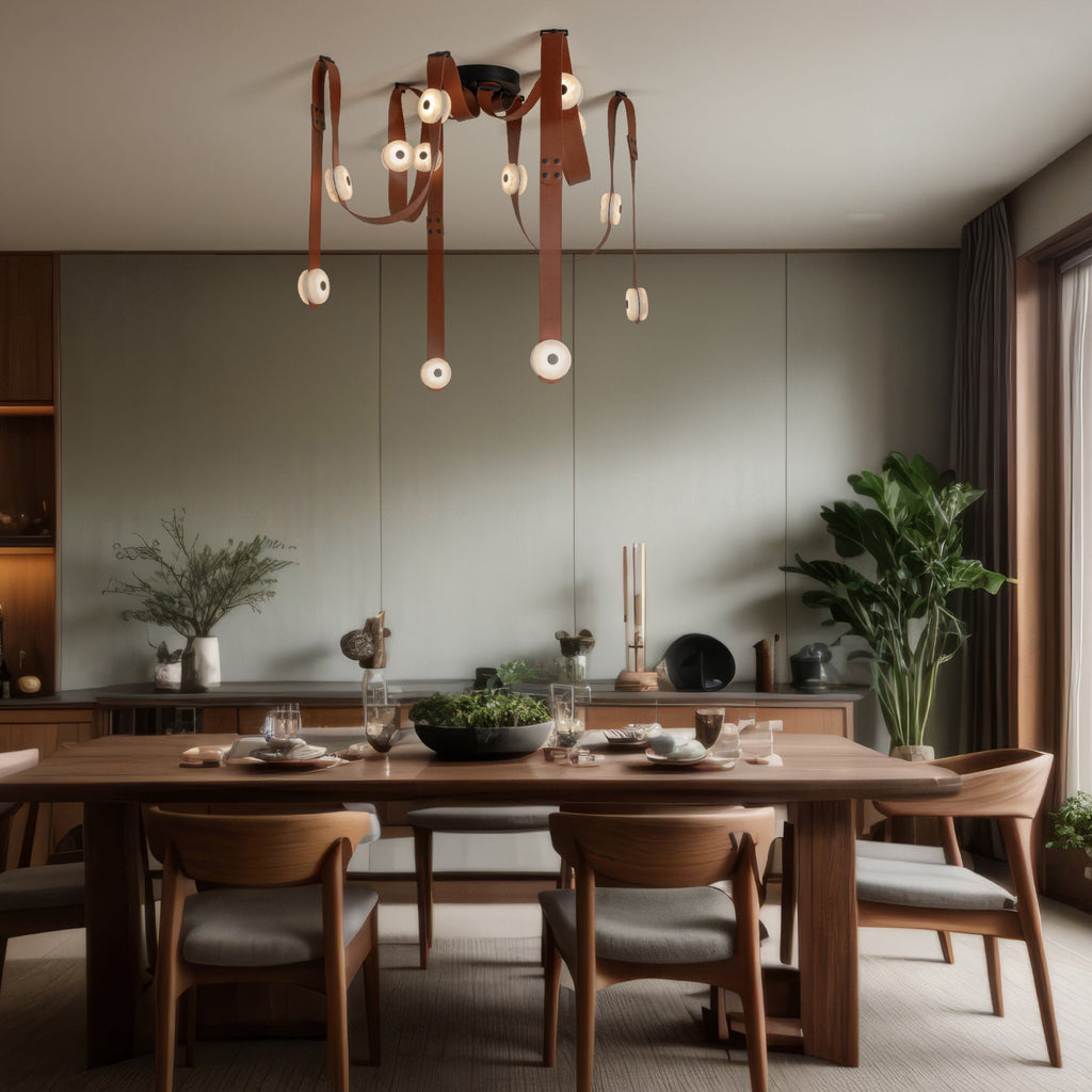 Elraearis Moderne Minimaliste LED Cuir Albâtre Lustre - Neutralighting