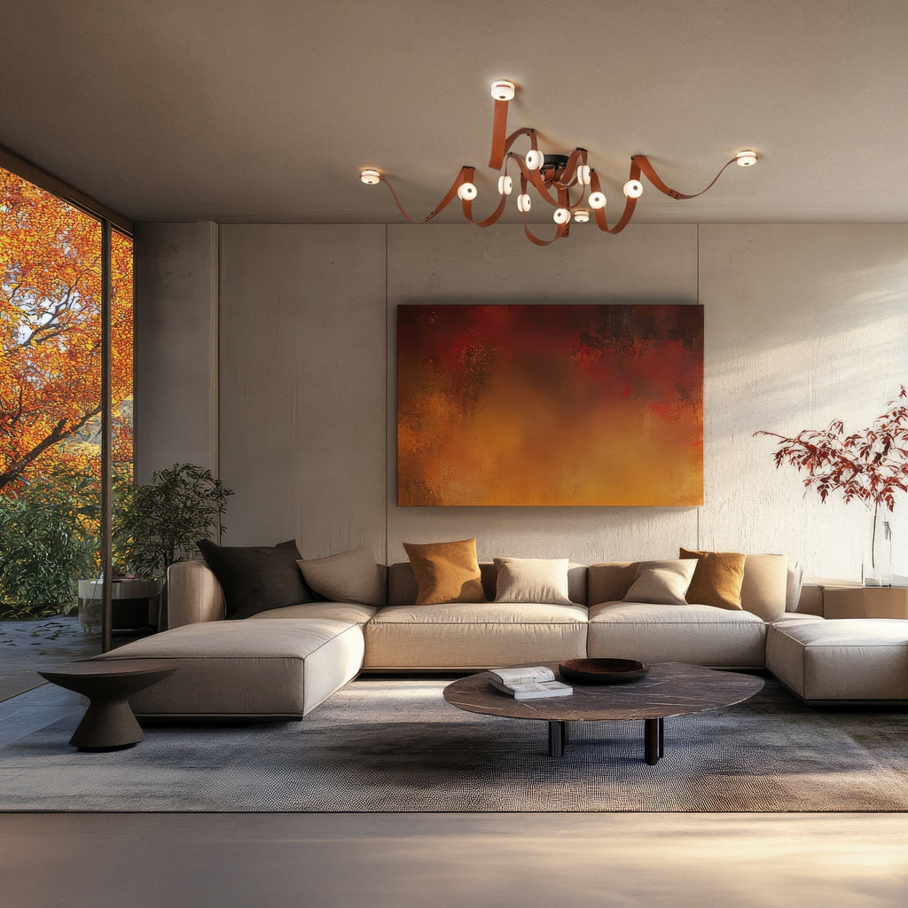 Elraearis Moderne Minimaliste LED Cuir Albâtre Lustre - Neutralighting