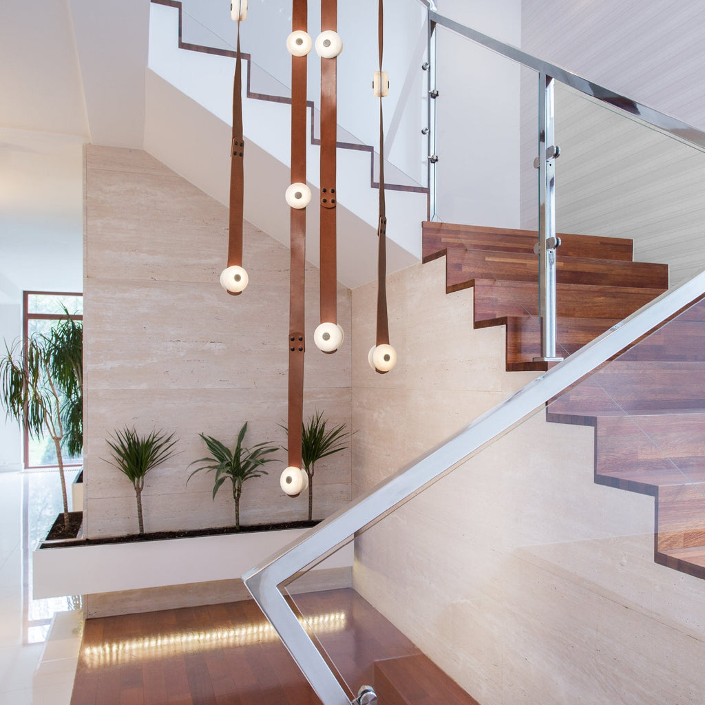 Elraearis Moderne Minimaliste LED Cuir Albâtre Lustre - Neutralighting