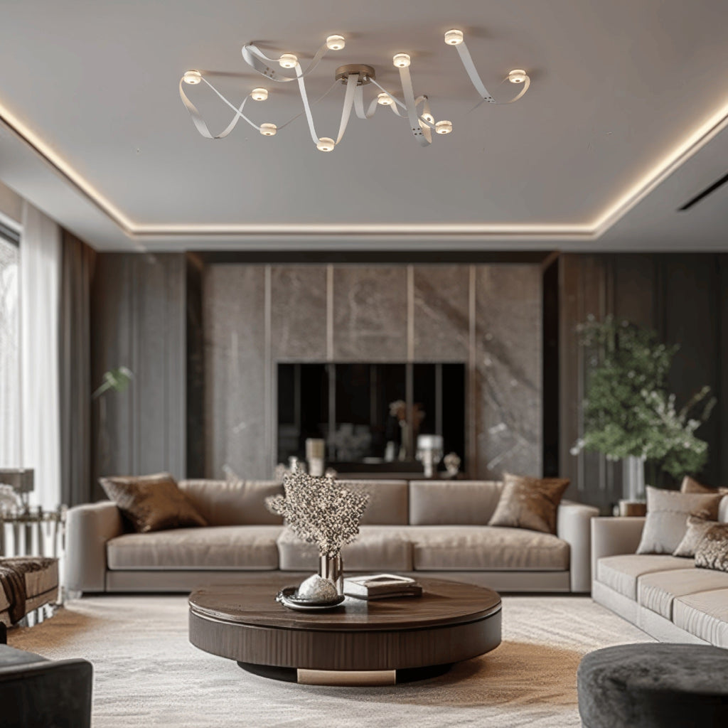 Elraearis Moderne Minimaliste LED Cuir Albâtre Lustre - Neutralighting