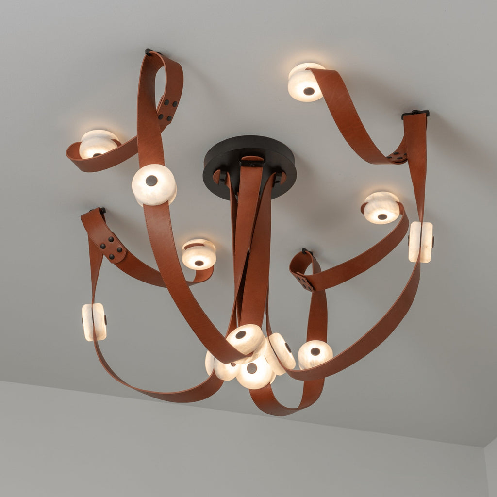 Elraearis Moderne Minimaliste LED Cuir Albâtre Lustre - Neutralighting