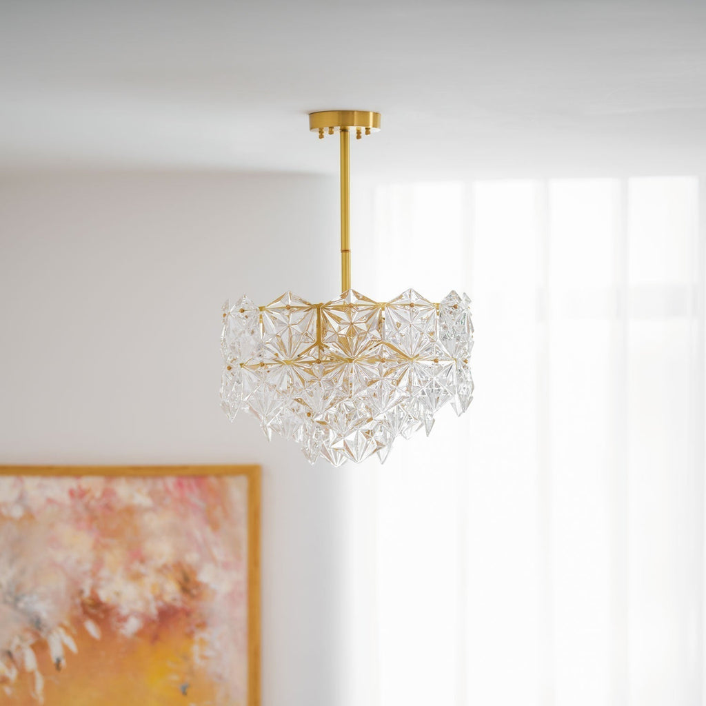 Lustra Chandelier en Verre Flocon de Neige Doré - Neutralighting