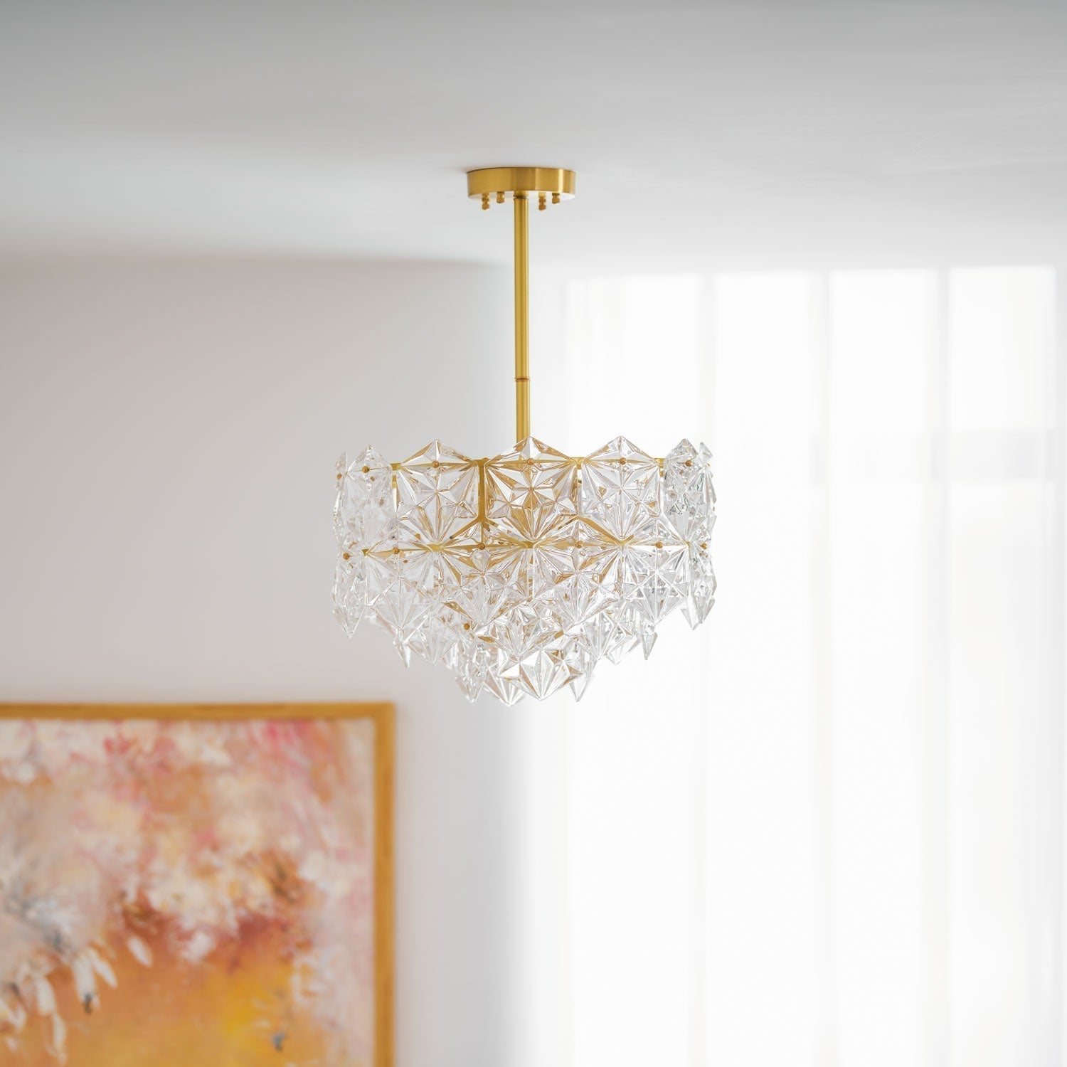 Lustra Chandelier en Verre Flocon de Neige Doré - Neutralighting