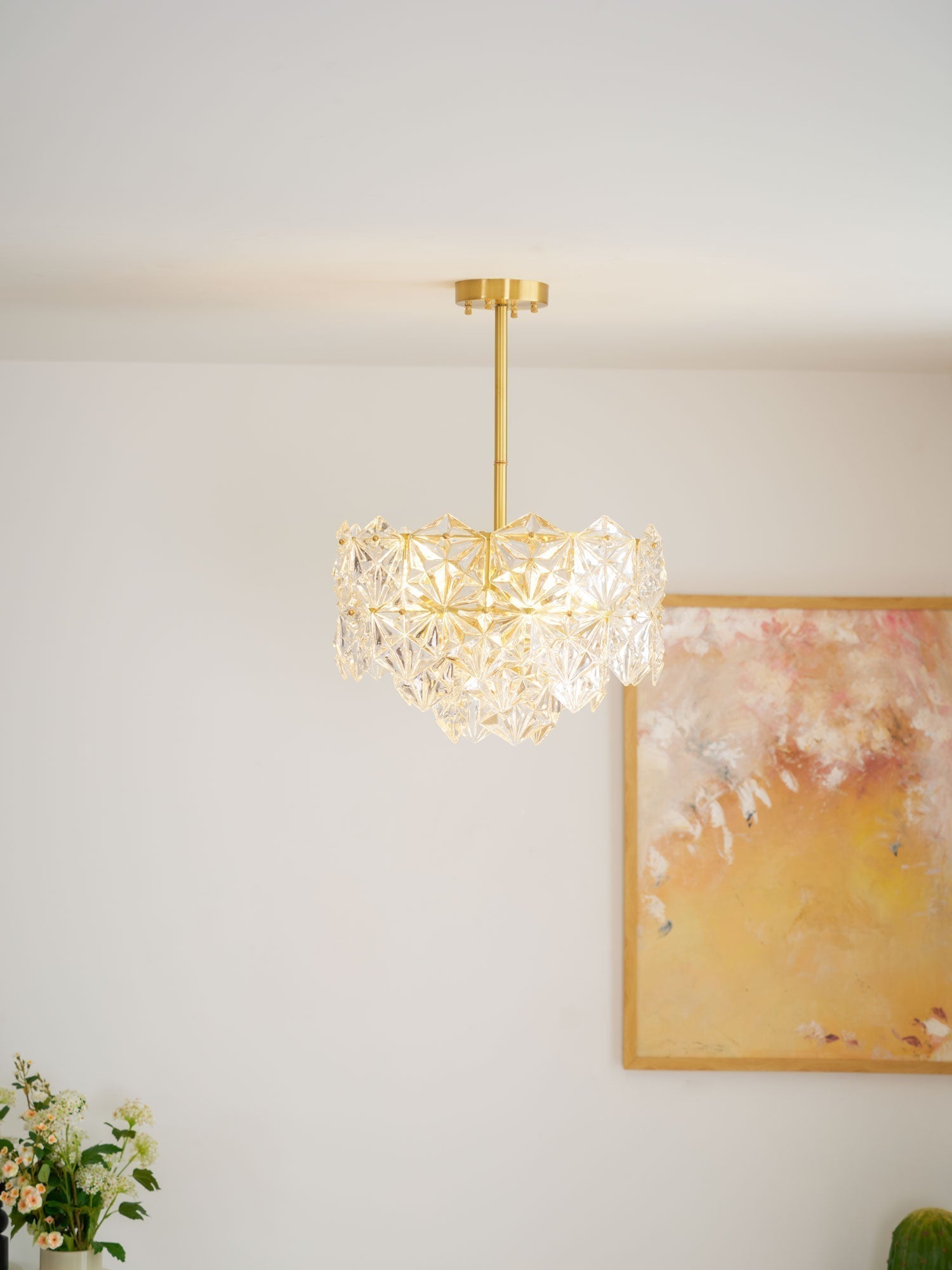 Lustra Chandelier en Verre Flocon de Neige Doré - Neutralighting