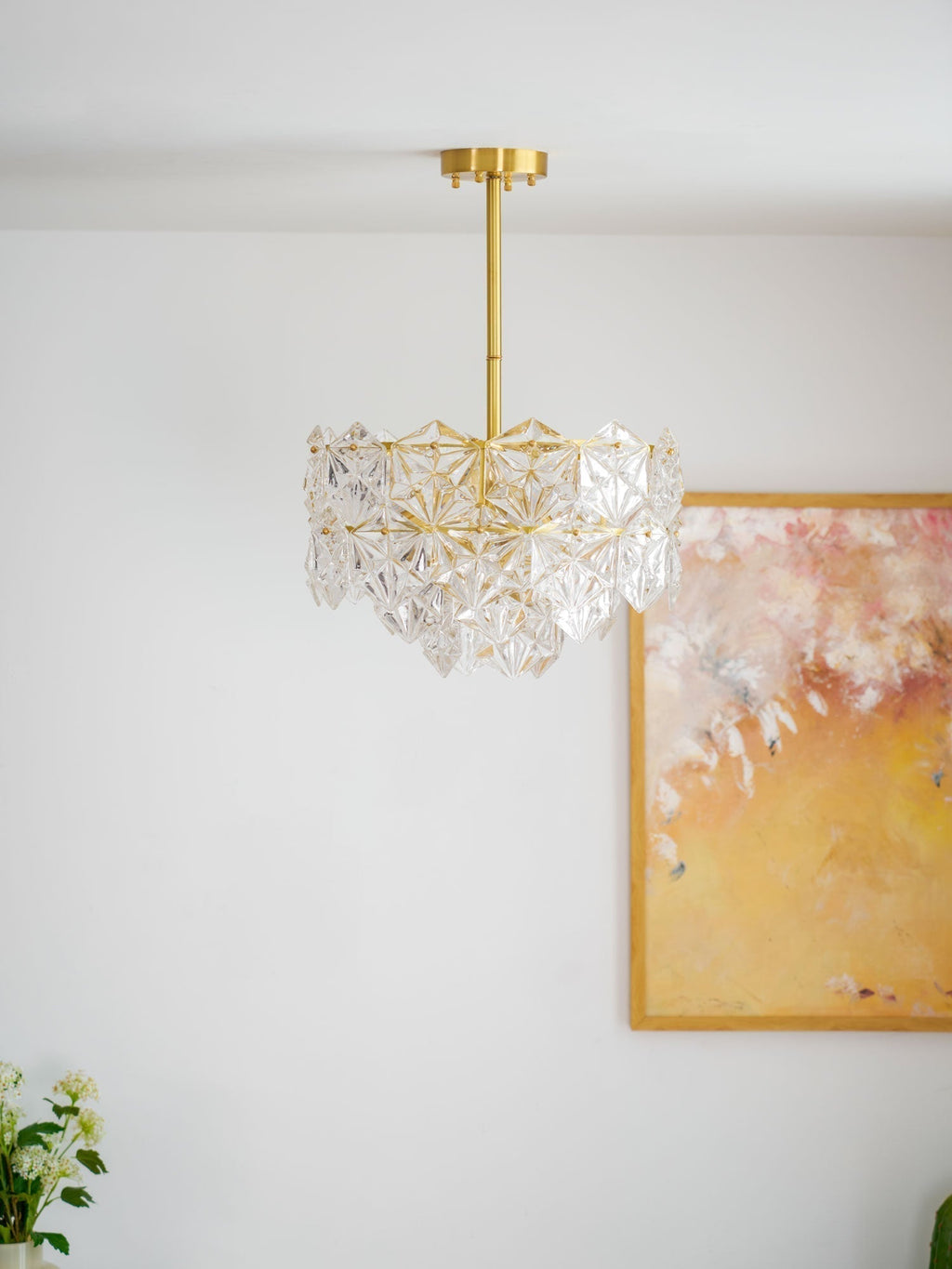 Lustra Chandelier en Verre Flocon de Neige Doré - Neutralighting