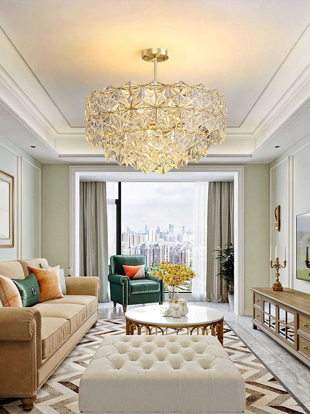 Lustra Chandelier en Verre Flocon de Neige Doré - Neutralighting
