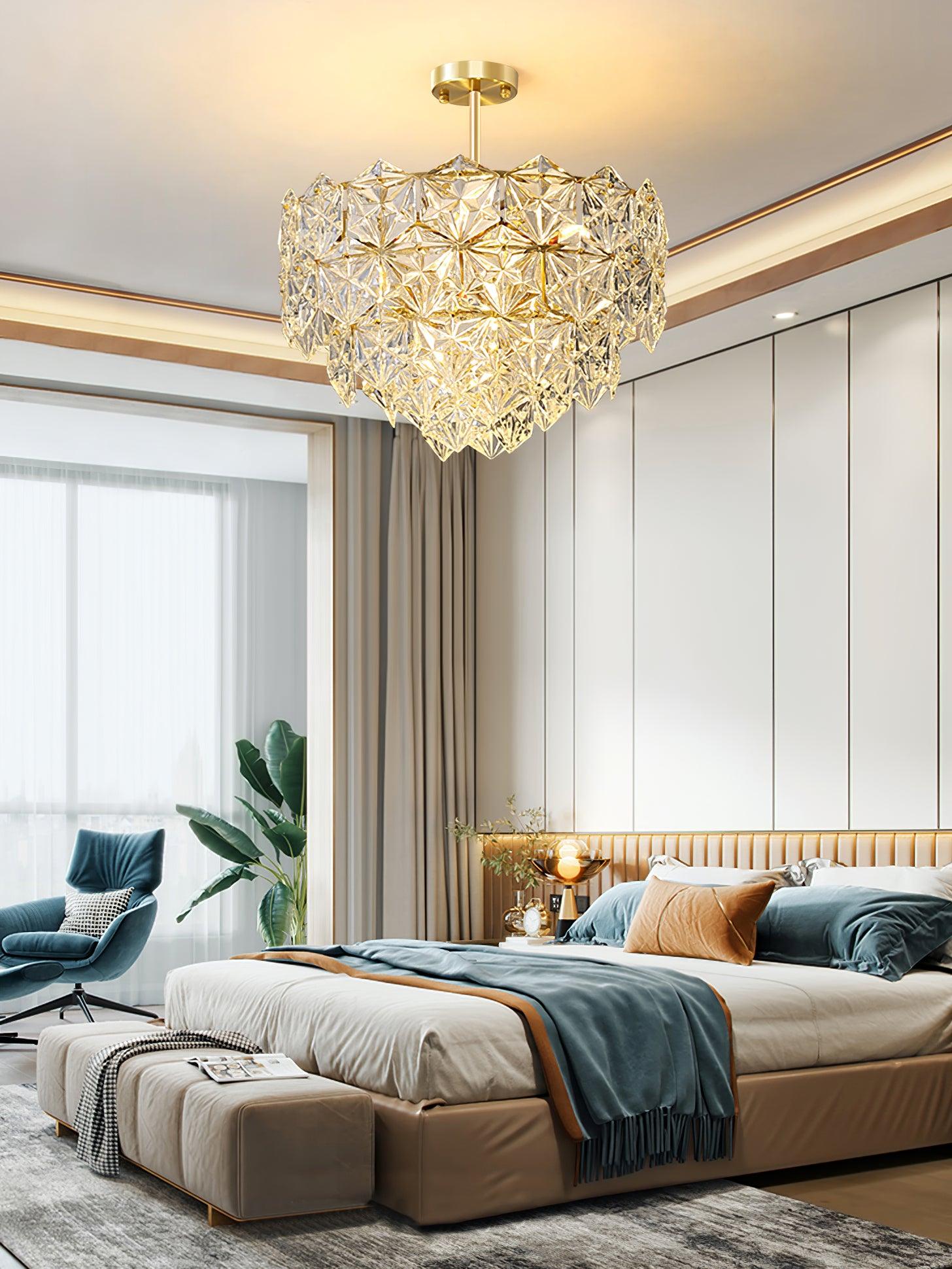 Lustra Chandelier en Verre Flocon de Neige Doré - Neutralighting