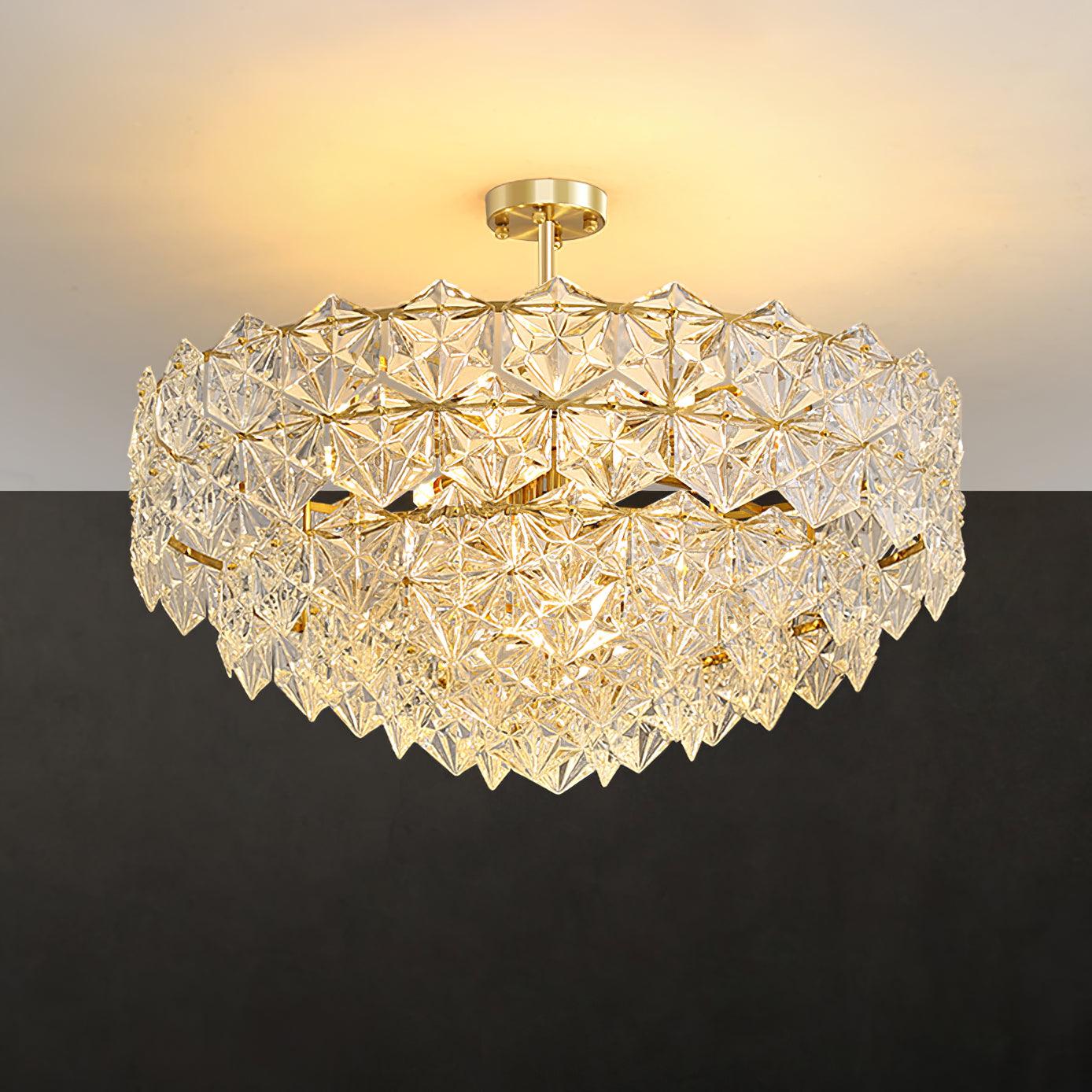 Lustra Chandelier en Verre Flocon de Neige Doré - Neutralighting