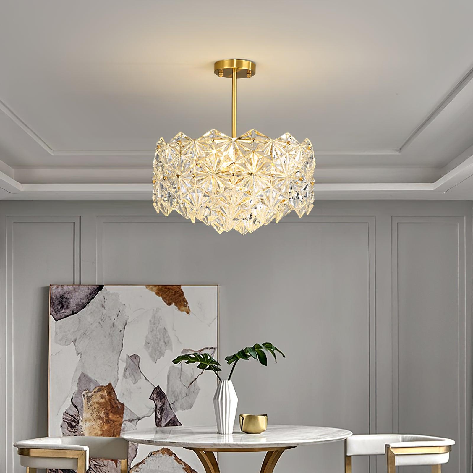 Lustra Chandelier en Verre Flocon de Neige Doré - Neutralighting