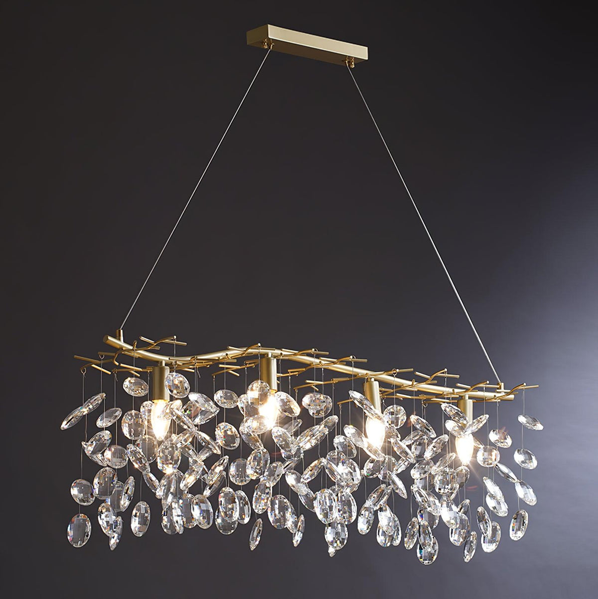 Lustra Chandelier Cristal Branche Or LED - Neutralighting