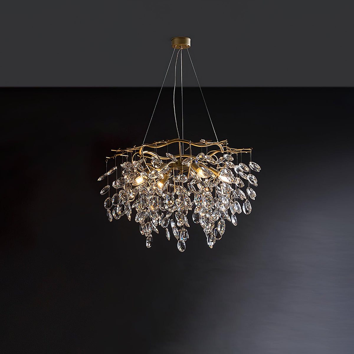 Lustra Chandelier Cristal Branche Or LED - Neutralighting