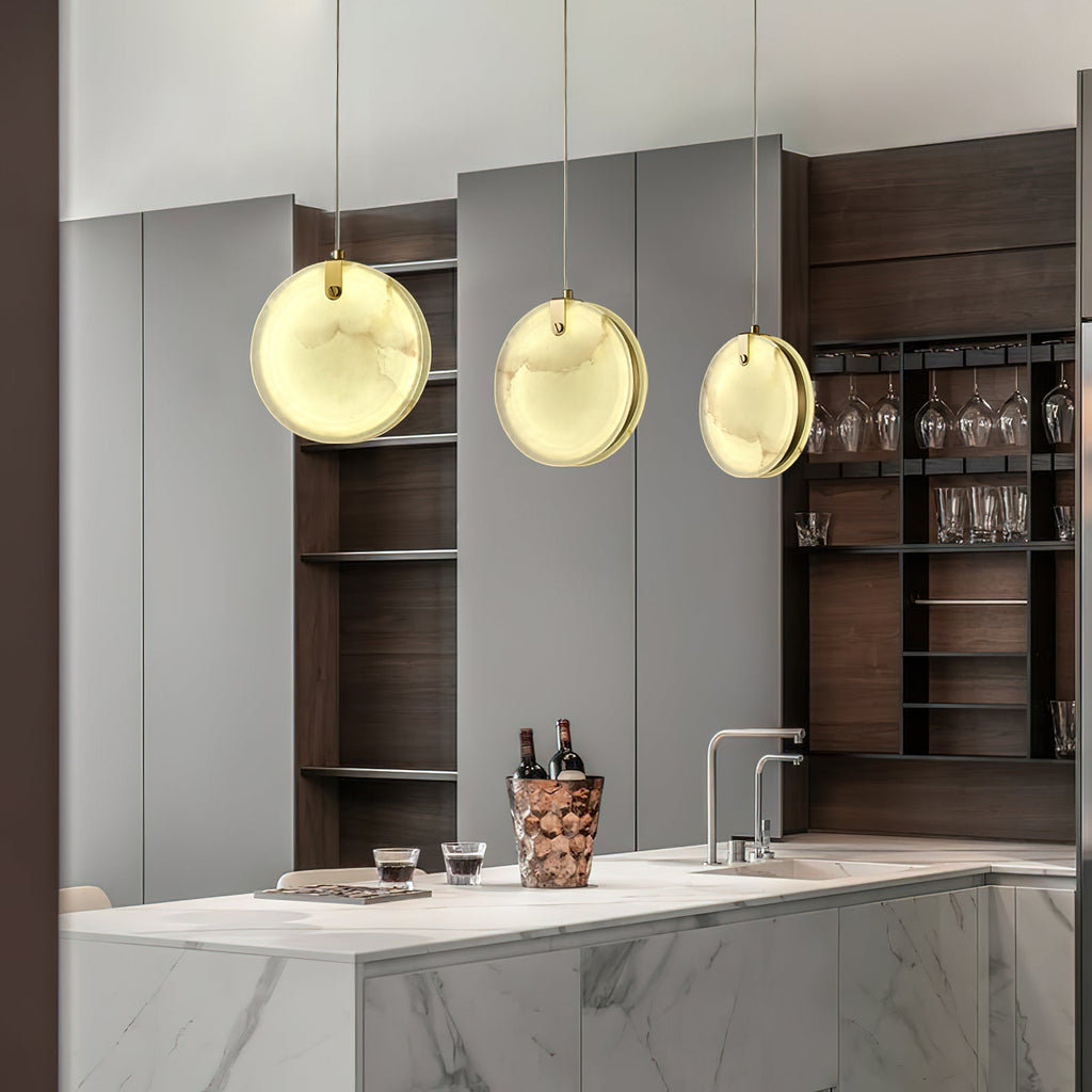 Utalionis Moderne Minimaliste Laiton Albâtre Suspension - Neutralighting