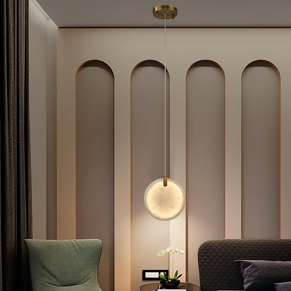 Utalionis Moderne Minimaliste Laiton Albâtre Suspension - Neutralighting