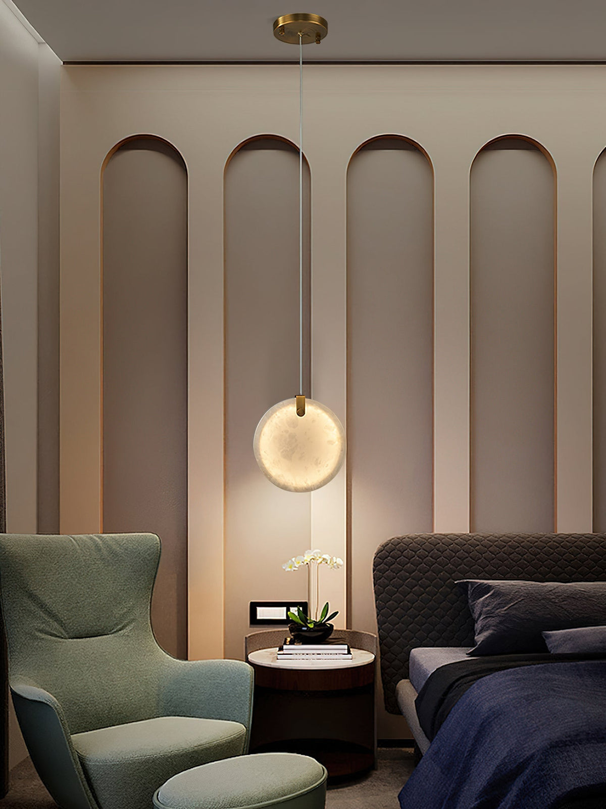 Utalionis Moderne Minimaliste Laiton Albâtre Suspension - Neutralighting
