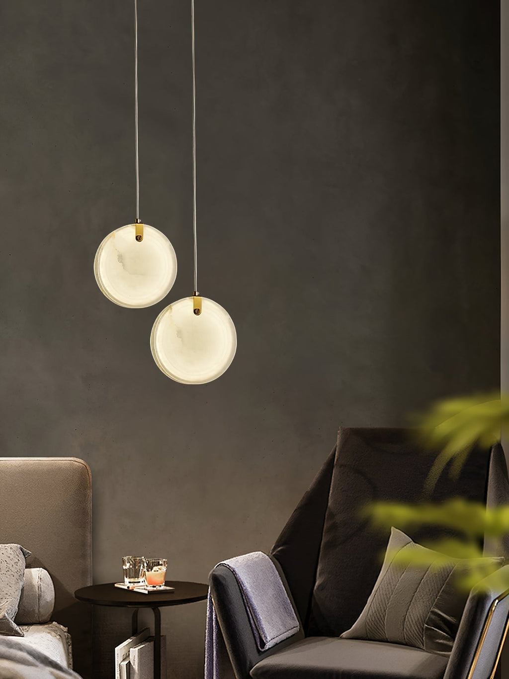 Utalionis Moderne Minimaliste Laiton Albâtre Suspension - Neutralighting