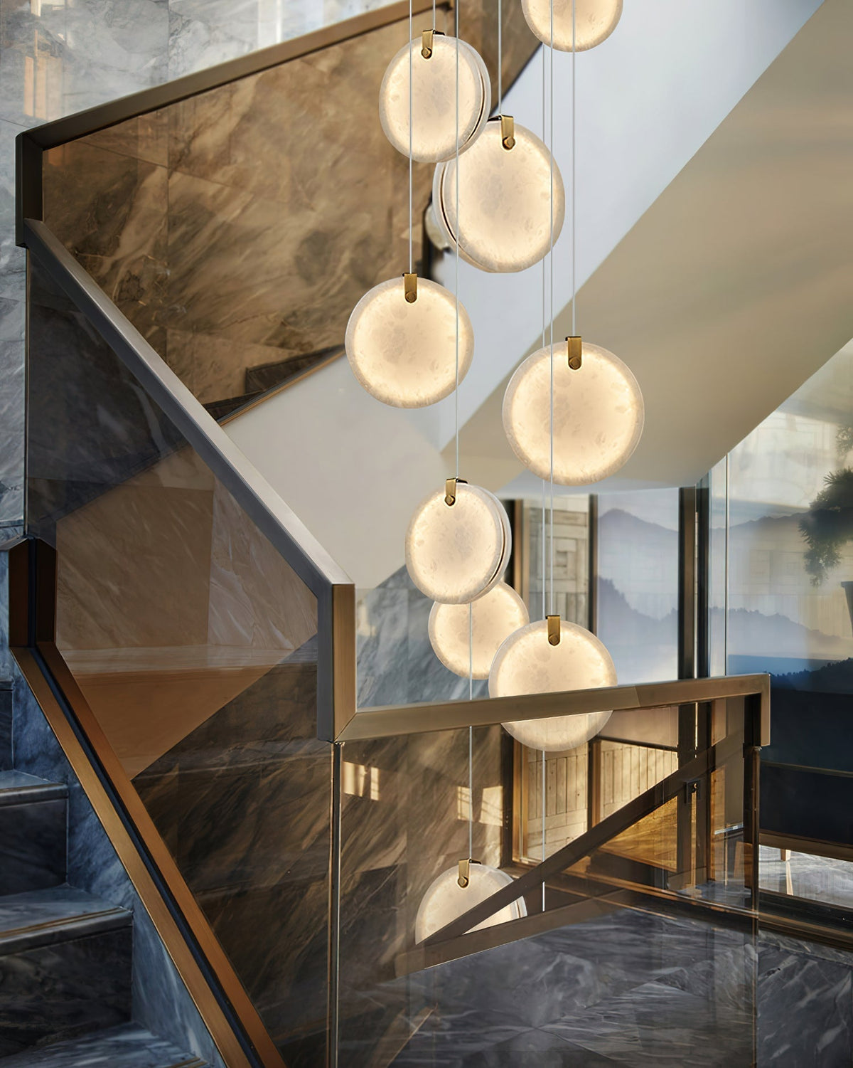 Utalionis Moderne Minimaliste Laiton Albâtre Suspension - Neutralighting