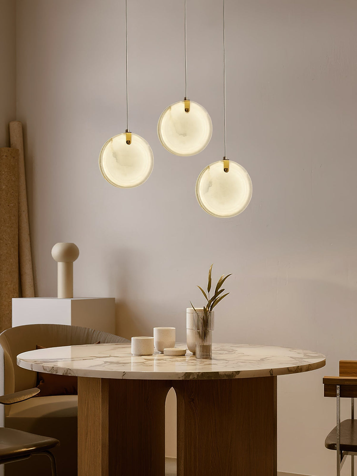 Utalionis Moderne Minimaliste Laiton Albâtre Suspension - Neutralighting