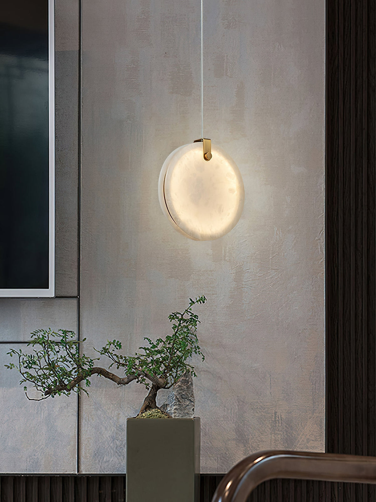 Utalionis Moderne Minimaliste Laiton Albâtre Suspension - Neutralighting