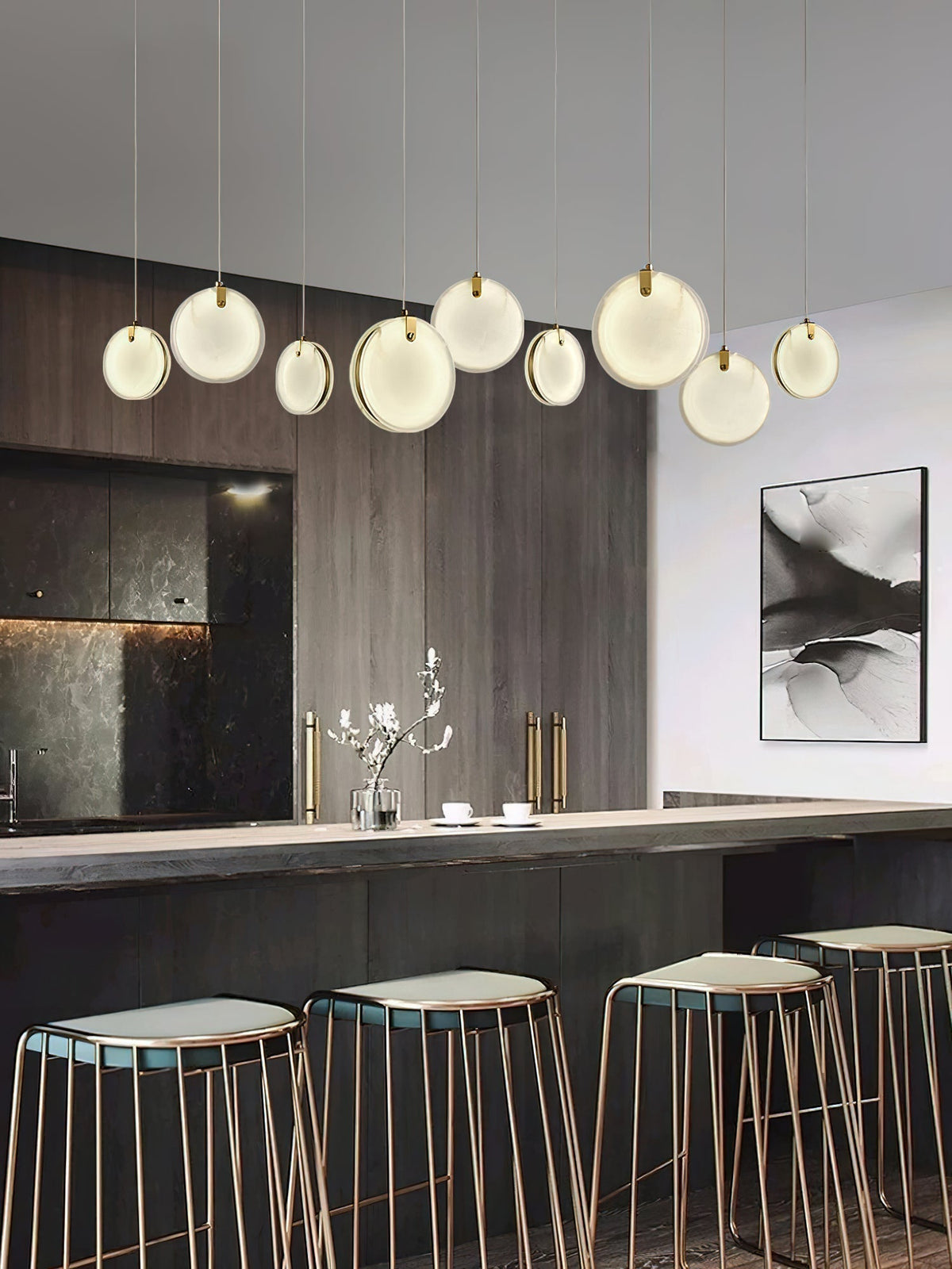 Utalionis Moderne Minimaliste Laiton Albâtre Suspension - Neutralighting