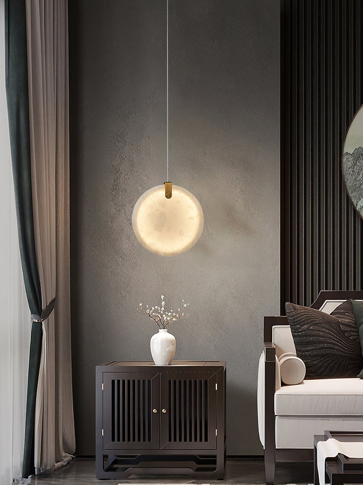 Utalionis Moderne Minimaliste Laiton Albâtre Suspension - Neutralighting