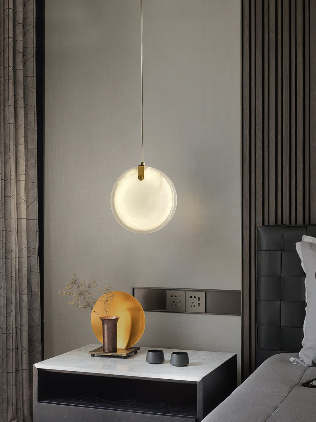 Utalionis Moderne Minimaliste Laiton Albâtre Suspension - Neutralighting