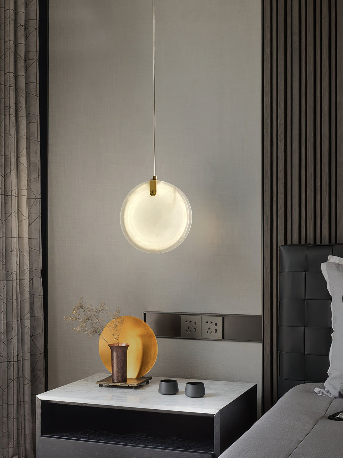 Utalionis Moderne Minimaliste Laiton Albâtre Suspension - Neutralighting