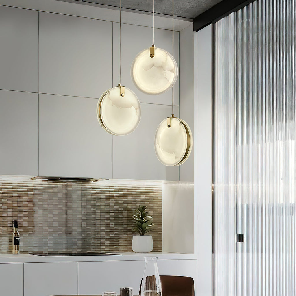 Utalionis Moderne Minimaliste Laiton Albâtre Suspension - Neutralighting