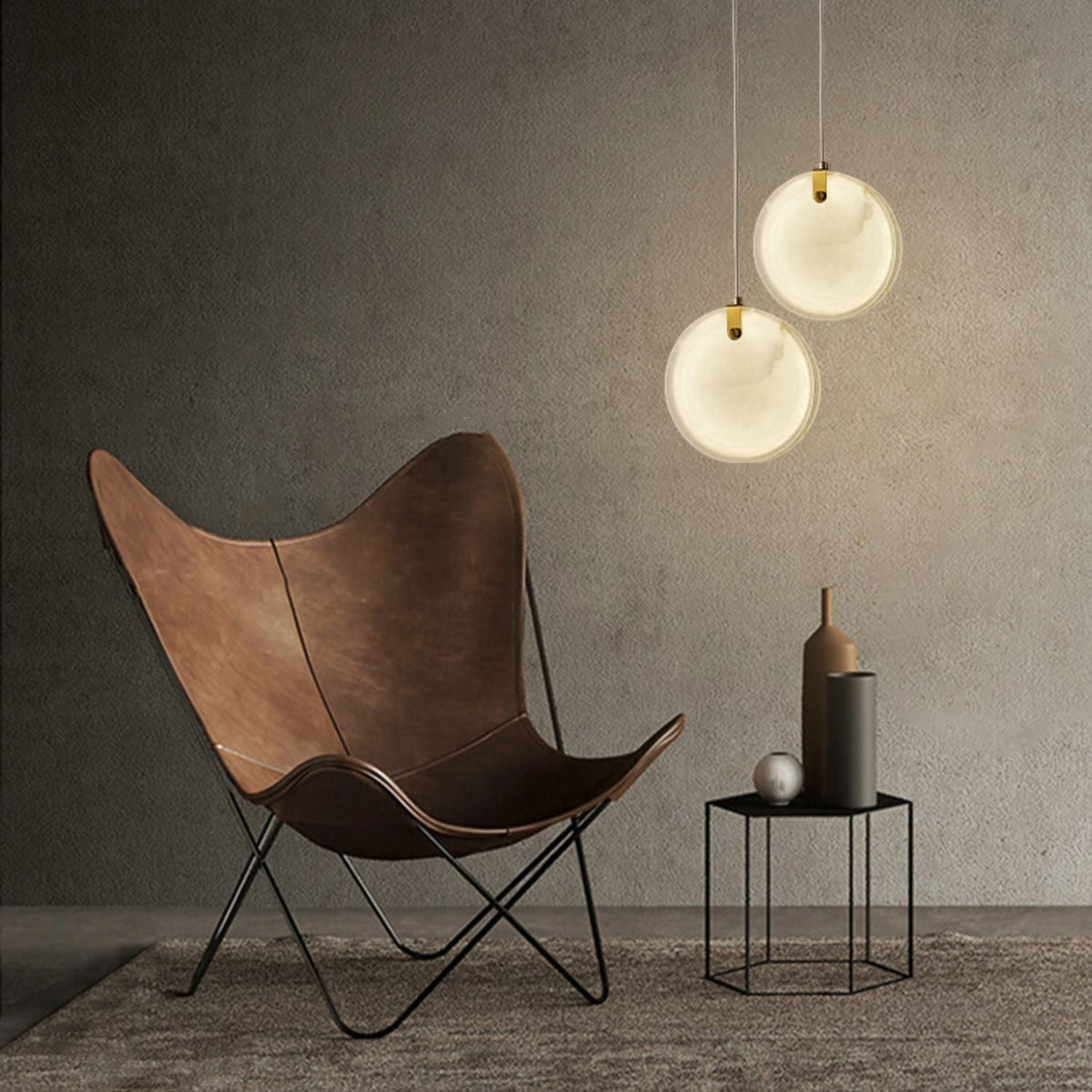 Utalionis Moderne Minimaliste Laiton Albâtre Suspension - Neutralighting