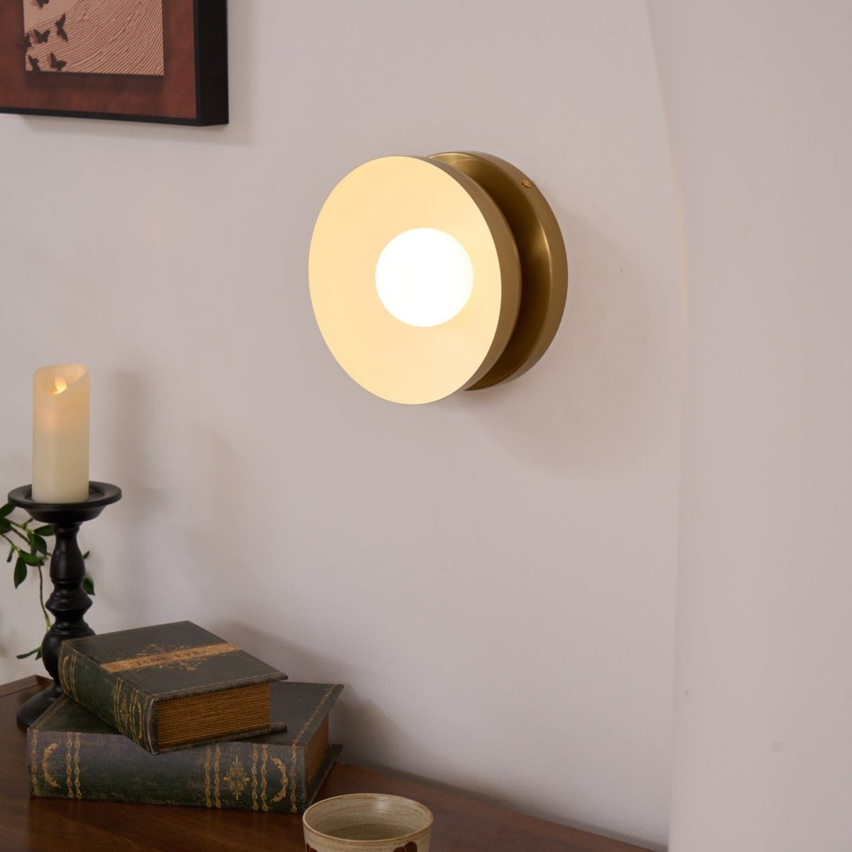 Vethaora Lampe Murale Verre Laiton Minimaliste - Neutralighting