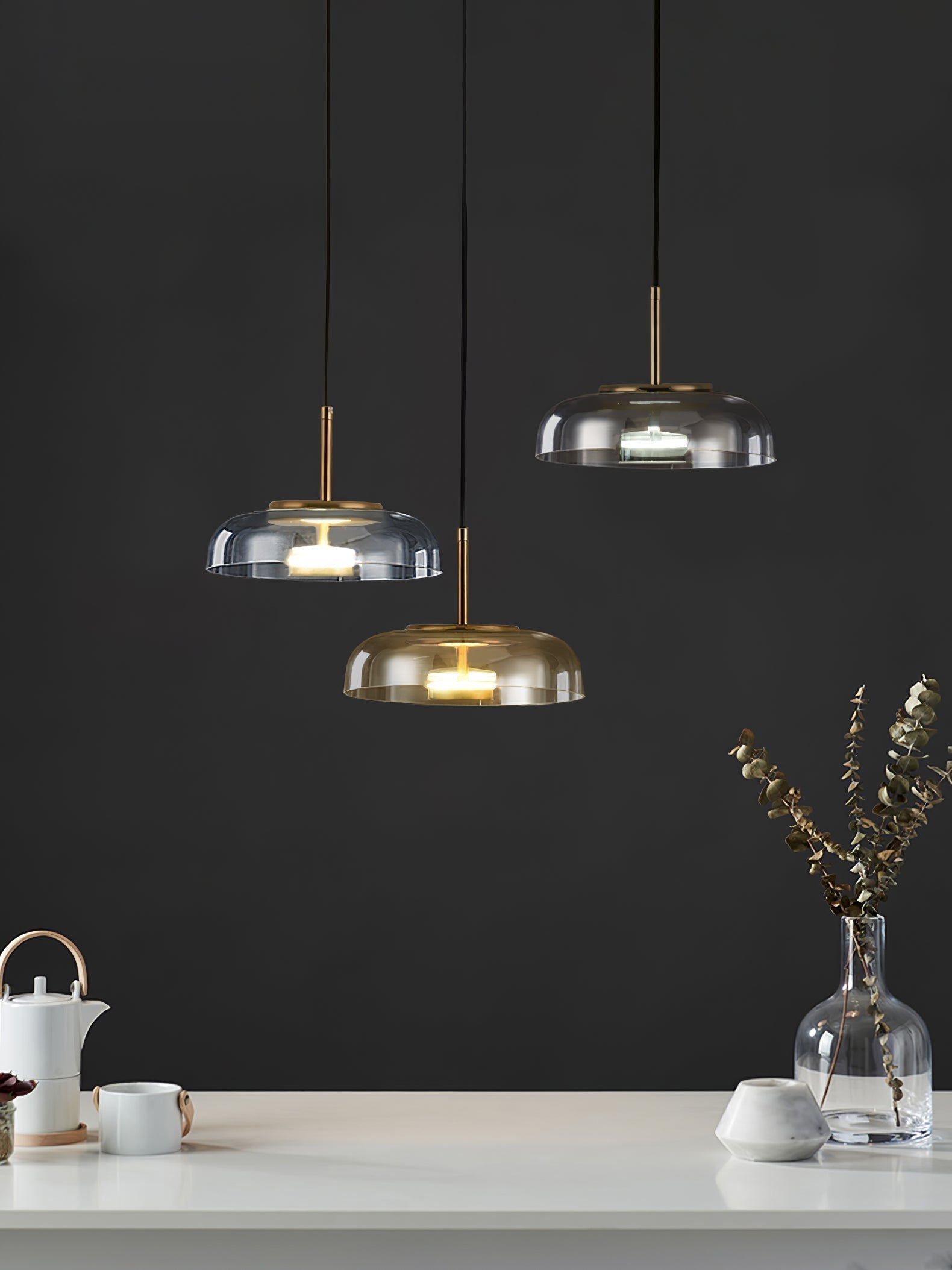 Lustra Suspension en Verre Transparent Élégante - Neutralighting